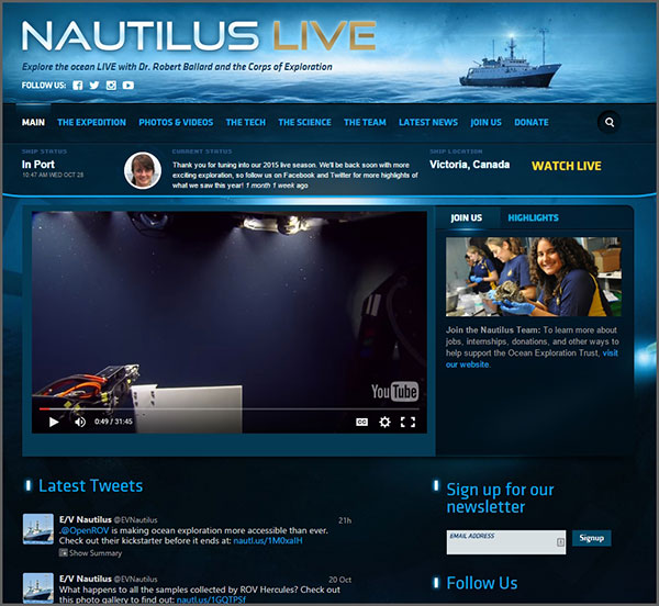 Nautilus Live Website | Robert Ballard