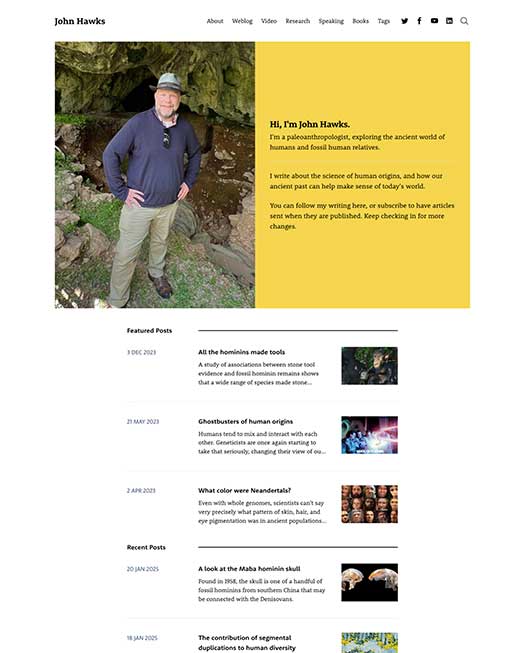 John Hawks Website | UW Wisconsin, Madison - Chair of the Department of Anthropology