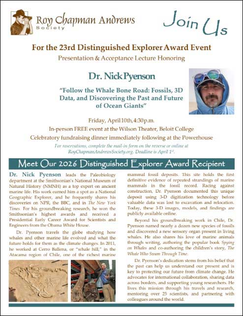 Nick Pyenson | 2026 Distinguished Explorer Program Flyer
